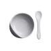 Babi Baby Toddler Suction Bowl & Matching Spoon Set 100% Food Grade Silicone with Stay Put Silicone Suction (Grey)