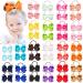WillingTee 40Pcs 4.5 Inches Boutique Pops Hair Bows Elastic Hair Ties Grosgrain Ribbon Big Cheer Bow Ponytail Holder Elastic Ties for Girls Toddlers Kids Teens 20 Colors in Pairs