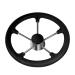 11inch Boat Steering Wheel, Stainless Steel 5 Poke 25 Degree Destroyer Style, Anti-Slip Black PU Foam Steering Wheel for Boats, Yachts, Pontoon Boats (Black)