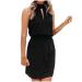 Off The Shoulder Dress for Women Sexy Sleeveless Hollow Halter Mini Dress Summer Solid Casual Elastic Waist Sundress Black X-Large