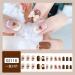 Short Round French style coffee white short style coffee color love white bow fake nails Press On Nails with Nail Tips press on nails Acrylic False Nails Cute Artificial Nails for Women and Girls - Buy Online on GoSupps.com