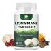 Lions Mane Supplement Capsules - Turkey Tail Mushroom with Cordyceps & Reishi for Brain Support and Immune Health - Alt to Mushroom Gummies - Mushroom Powder Mushroom Coffee - 60 Count Made in USA