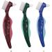 Ergonomic Double-Sided Toothbrush for False Teeth - Multi-Layered Dental Care Tool for Seniors | Blue - Buy Online on GoSupps.com