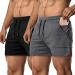 EVERWORTH Men's Solid Gym Workout Shorts Bodybuilding Running Fitted Training Jogging Short Pants with Zipper Pocket 3 Colors X-Small 2 Pack( Black-gray )