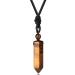 XIANNVXI Healing Crystal Necklace for Men Women Crystal Pendant Hexagonal Point Pendant Necklace Natural Gemstone Adjustable Rope Reiki Jewellery Necklace E - Tiger Eye