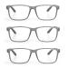 3 Pack Plastic Frame Classic Rectangular Style Reading Glasses for Men and Women Brown Green and Grey 3pk-gray 3.0 Diopters