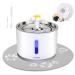 Comsmart Cat Water Fountain, 81oz/2.4L LED Pet Fountain Stainless Steel Automatic Drinking Water Dispenser for Cats, Dogs, Other Pets Grey