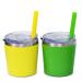 Colorful PoPo Cute Small Stainless Steel Mom and Kids Tumbler  Stackable Toddler Smoothie Cup with Lid and Silicone Straws  Set of 2 (Green Yellow  8 OZ) Green Yellow 8.0 Fluid Ounces