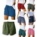 Womens Casual Shorts Drawstring Elastic Waist Ruffle Summer Shorts Comfy Pocketed Pants A1-green Large