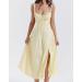 Womens Summer Smocked Dress Sleeveless V Neck Dress 1 Medium - Buy Online on GoSupps.com