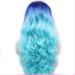 DIDADA wig Long Wavy Lace Front Wig Heat Resistant Synthetic Glueless Two Tone Red Blue Green Purple Ombre 24inches Purple