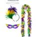 hgnxa Mardi Gras Costume Accessory Set Mardi Gras Tricolor Eyemask Feathers Headband Neckerchief for Womens Girls Cosplay Gift Purple - Buy Online on GoSupps.com