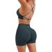 SUUKSESS Women Seamless Workout Set | High Waist Booty Shorts & Strappy Sports Bra | Deep Green | Size 2-4 - Buy Online on GoSupps.com