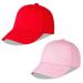 LANGZHEN 100% Cotton Outdoor Children's Kids Plain Baseball Cap Hat Adjustable Sun Hat for Girls Boys 2-4 Years Red+pink