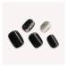 24 Pcs Glossy Black Glitter French Tip Press-On Nails | Short Acrylic Full Cover Kit for Women & Girls - Buy Online on GoSupps.com