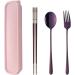 Stainless Steel Fork Spoon Chopsticks Set with Durable Case - Purple | Ideal for Home, Camping, Traveling, Hiking - Buy Online on GoSupps.com