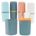 Ngosuet 4-part toothbrushes Etui Reise Set toothbrush mug for toothbrushes and toothpaste travel toothbrush holder for hiking business trips at home blue/light blue/pink/gray