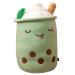 Hpory Bubble Tea Plush Pillow Boba Plushie Plush Pillow Cute Milk Tea Cup Plushie Bubble Tea Soft Toy with Strawberries Bubble Tea Cup Plush Toy Soft Stuffed Throw Pillow for Kids Green 50cm