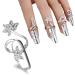 4 PCS Rhinestone Finger Tip Nail Rings - Adjustable Opening Nail Art Charms in Silver Women's Fashion - Buy Online on GoSupps.com