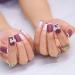 Sethexy Purple Sparkle Bowknot False Nails - 24 Pcs Acrylic Short Square Nail Art Tips for Women & Girls - Complete Cover - Buy Online on GoSupps.com
