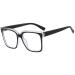 Oversized Blue Light Blocker Glasses for Women Men Fashion Square Eyewear Computer Eyeglasses Non-Prescription Black Clear D2