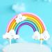 Rainbow Cloud Cake Topper, Colorful Rainbow Soft Pottery Cake Cupcake Topper for Boys Girls Birthday Party Decorations Supplies Big Rainbow