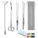 capetsma Aquascape Tools Long Stainless Steel Aquarium Plant Tools Aquarium Tweezers Scissors Spatula Tool Set Bonsai Kit Algae Scrapers Aquarium Cleaning Kit for Fish Tank Starter kit