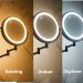 Gecious Black LED Makeup Mirror with 3 Color Lights 8 inch Double Sided 1X/7X Magnifying, 360 Rotation Vanity Mirror for Home Bathroom Shaving - Plug Powered - Buy Online on GoSupps.com