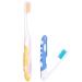 2 pieces of toothbrush foldable bristle thickness medium portable soft bristle toothbrush with box for travel camping school (blue yellow)