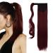 Iluu long straight wrapped ponytail 100 g one -piece clip -in synthetic hair extensions 61 cm synthetic ponytail for women (118# dark red)