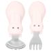 Baby Fork Spoon Fine Workmanship Safe Cute Shape High Temperature Resistant Exquisite Beautiful Toddler Feeding Utensils for Feeding(Off-White)