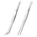 ULTNICE 2pcs Stainless Steel Straight and Curved Pliers Tweezers Feeding Pliers for Reptile Snakes Lizards Spider (Silver)