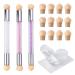 Belvanr Sponge Tool Nailart Pinsel Nail Art Rendering Tools 3 Spit Double Head Ombre Sponge Manik r's brush with 12 replacement heads and 1 set silicone nail stamp nail art tools