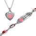Women's Custom Engraved Medical Alert Bracelet and Heart Necklace - Stainless Steel - Pink Glass Pink: Wrist Size - 6in / 15.25cm Pink