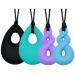 Chew Necklace for Boys and Girls  Silicone Chew Toys for Kids Teardrop Twist Pendants  Chewy Necklace Sensory for Autism or Oral Motor Special Needs BPA Free - 4 PCS Set Black/Turquoise/Purple/Blue
