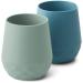 SAMiGO Silicone Baby Cups for 6-12 Months Infants - Tiny Open Cups - Training Cups for Baby Led Weaning - Set of 2 Drinking Cups Serene