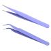 Ainiv 2Pcs Straight Curved Tweezers Lash Tweezers Stainless Steel Pointed Tweezers Kit Sticker Tweezers Craft Tweezers for Eyelash Extensions DIY Crafts Nail Art Jewelry Making (Purple) #4 2PCS Purple