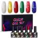 6Pcs Gel Nail Polish Set Gel Polish Glitter Kit for Manicure Nail Design Art Semi Permanent Varnish Hybrid Base Top Coat - (Color: MJ-6909)