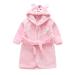 Miyanuby baby boy girls bathrobe soft flannel long arm animal hoodie morning mantle nightwear homewear for children baby young girls gift 6-7 years tiger pink