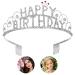 Frcolor Happy Birthday Crown Tiara Crystal Rhinestone Crown Wedding Hair Comb Bride Tiara for Women