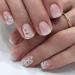 SINLOV Short French Flower Fake Nails Pink Nude Square GradientbFalse Nails Glossy Press on Nails Ballerina Acrylic Full Cover Fake Nails for Women and Girls