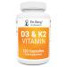 Dr. Berg Vitamin D3 K2 w/ MCT - Includes 2 000 IUs of Vitamin D3 & 50 mcg MK7 Vitamin K2 - No Added Sugars Maltodextrin or Corn Syrup - 120 Capsules
