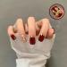 24Pcs/Set Press On Nails Short Wine Red Gold Border False Nails Acrylic Fake Nails Full Cover Nails Tips Artificial Finger Manicure Press on nails for Women and Girls - Buy Online on GoSupps.com