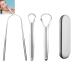 Lijuanwang tongue cleaner 3 PCs Tongue Scraper tongue brush Tounge scraper tongue scraper stainless steel Tongue Cleaner for mouthpiece Cleaner against bad breath heals bad breath