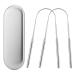 Xiaoxin 2 pieces stainless steel tongue scraps of mouthwashers with metal storage box Mazor cleaning brush Fresh breath maker mouth care set silver