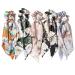 5 piece of fashion flowers hair scarf with loop hair tie chiffon flowers scrunchy long hair bands ties hair tie hair tie 2 in 1 ponytail hair jewelry for woman girl (long flower-5Pc)