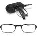 Reading glasses small round glasses reading glasses foldable portable clip nose reading glasses presbyopia glasses folding keychain case unisex light foldable ultra column black (1.0)