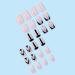 French Tip Press on Nails - Short Square Press On Nails with Nail Tips Geometric pattern design Pink Fake Nails press on nails Acrylic False Nails Cute Artificial Nails - Buy Online on GoSupps.com