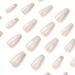 24Pcs French False Nails Coffin Medium Length White Pearls Ballerina Press on Nails | Artificial Full Cover Acrylic Stick on Nails for Women Girls DIY Nail Art - Buy Online on GoSupps.com