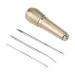 Copper Handle Sewing Awl 3 Needles Sewing Awl Repair Tool Hand Stitcher Handle Copper Tools for DIY Sewing Repairing Canvas Leather